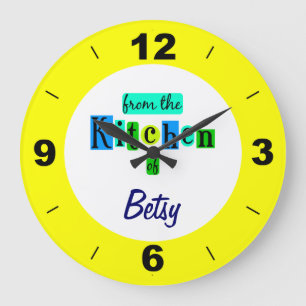 Grande Personalizado Da Cozinha Do Relógio Amarelo Verde 