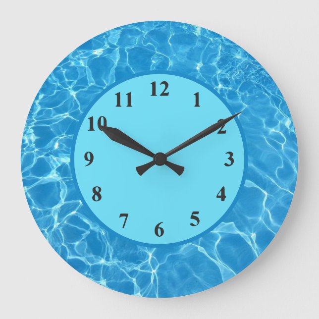 Grande Piscina azul Tropical Relógio de Água Clock (Frente)