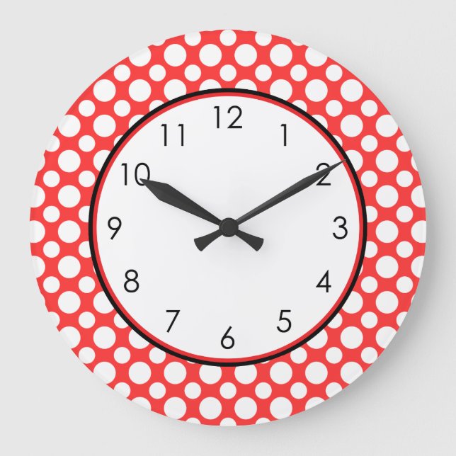 Grande Polka-pontos brancos em vermelho com relógio de nú (Frente)