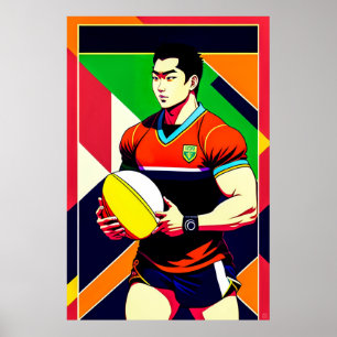 Grande Poster de Rugby Art Japonês