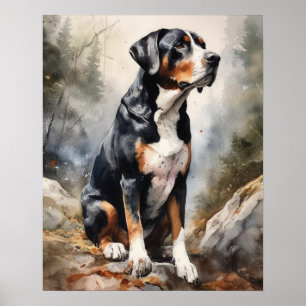 Grande Poster Impressão de Arte de Cachorro Suíço