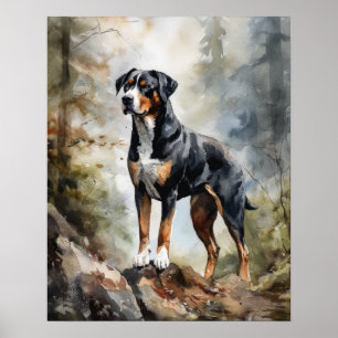Grande Poster Impressão de Arte de Cachorro Suíço