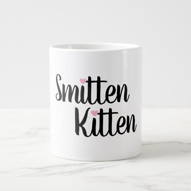 Grande Presente Caneca de Café Smitten Kitten Fofa Dia do (Frente)