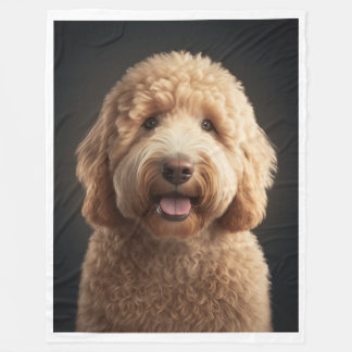 Grande, preto, cobertor de velo com Goldendoodle