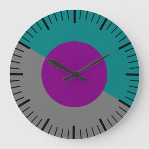 Grande Relógio Antigo em Verde-Azul, Roxo e Cinza Sem Núm
