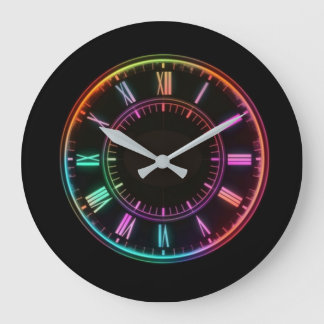 Grande Relógio Colorido de Faux Neon