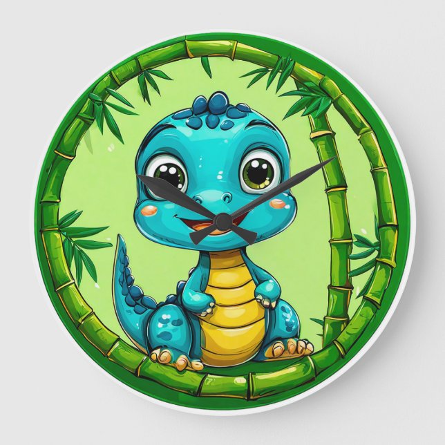 Grande Relógio Colorido do Dino | Presente Divertido de D (Frente)