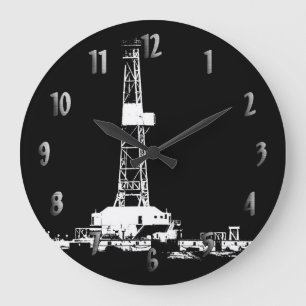Grande Relógio com Silhueta de Torre de Perfuração (com N