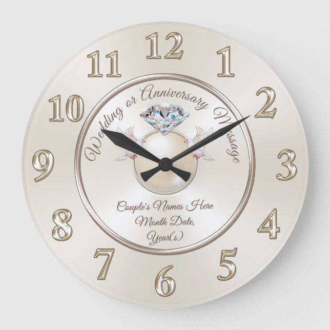 Grande Relógio de 60 anos do Anel de Pérola e Diamante (Frente)