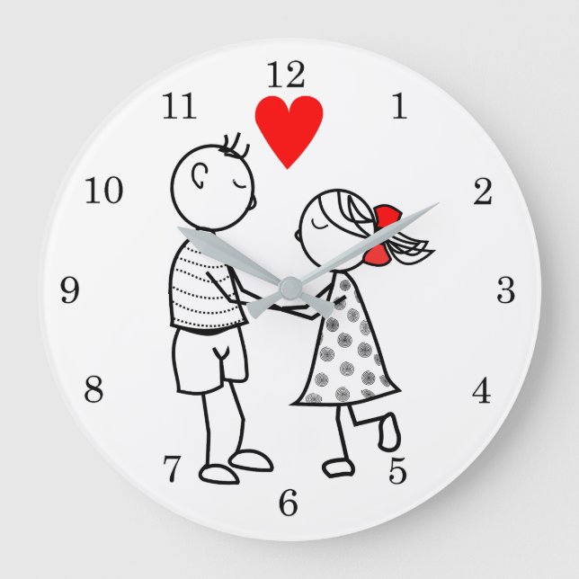 Grande Relógio de Amor com Casal Romântico Bonito - Pintu (Frente)