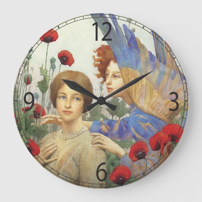 Grande Relógio de Anjo, Mulher e Flores (Frente)