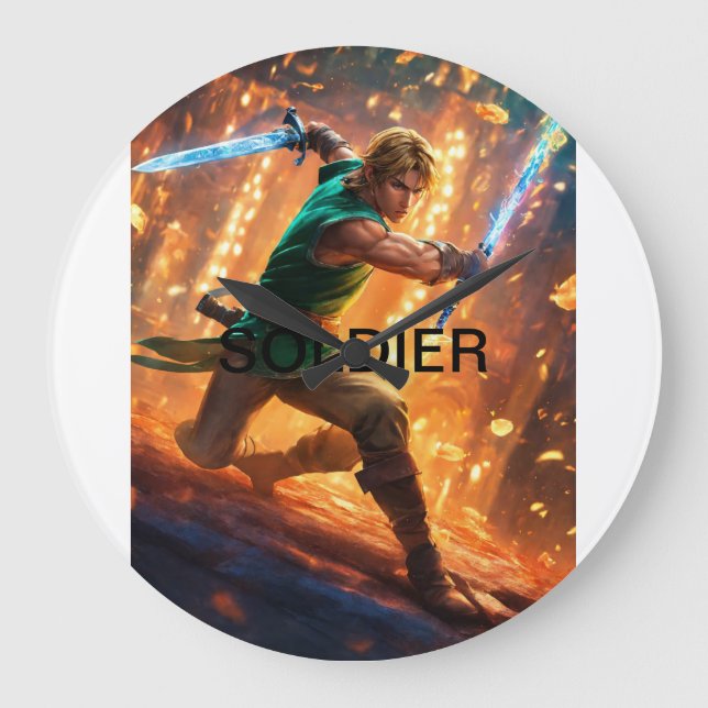 Grande Relógio de Arte Heroico Soldado (Frente)