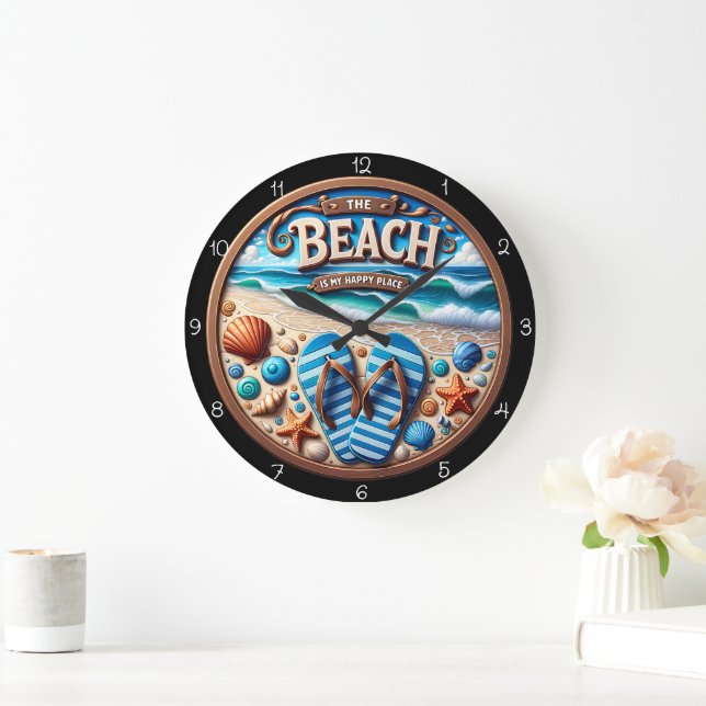 Grande Relógio de Boas-vindas do Beach Flip-Flops (Lar)