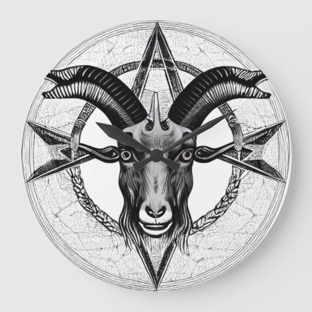 Grande Relógio de Cabeça Monocromática do Baphomet (Frente)