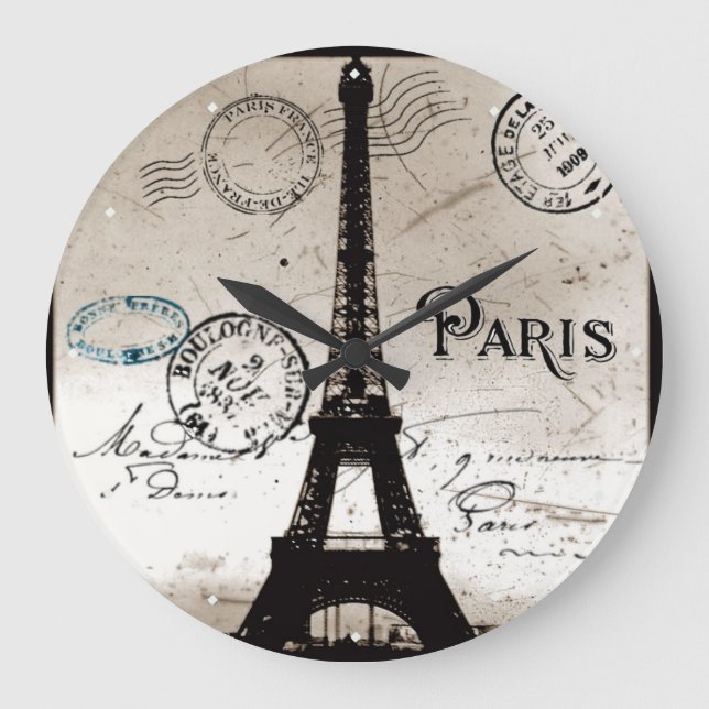 Grande Relógio de cartão Poste da Eiffel Tower Paris Fran (Frente)