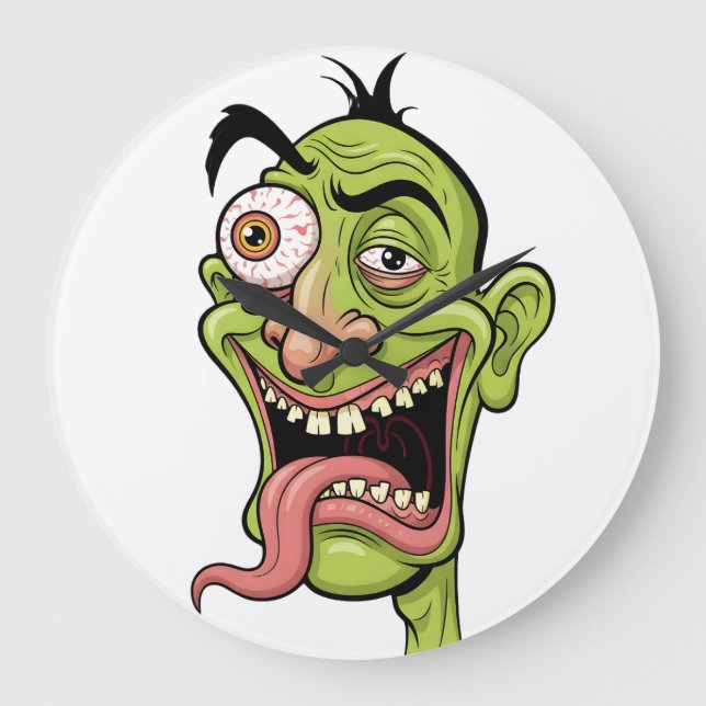 Grande Relógio de Cartoon Zombie Verde Louco - Lua Engraç (Frente)