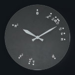 Grande Relógio de Constantes Matemáticas (preto-quadro)<br><div class="desc">Este relógio único de constantes matemáticas é perfeito para amantes da matemática (amantes da matemática no Reino Unido). Estudantes, professores, engenheiros, geeks e nerd de todos os tipos vão adorar este relógio. Ao contrário de muitos designs de relógio matemático com fórmulas compostas para os números 1-12, esse relógio apresenta expressões...</div>