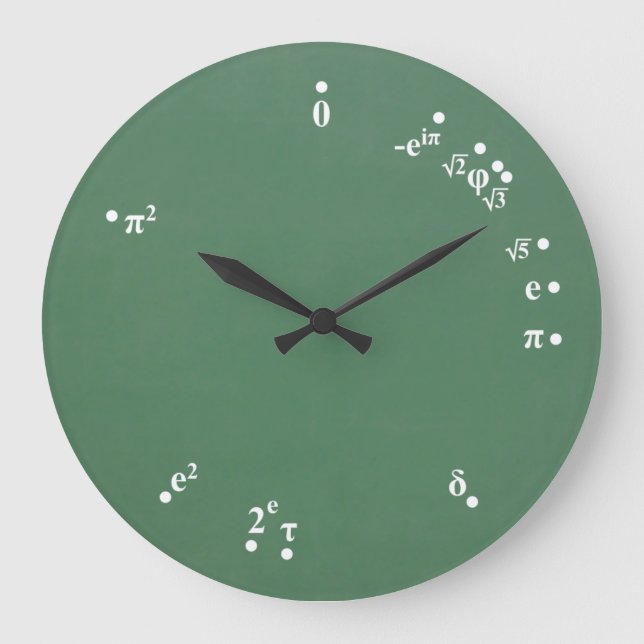 Grande Relógio de Constantes Matemáticas (verde-quadro) (Frente)