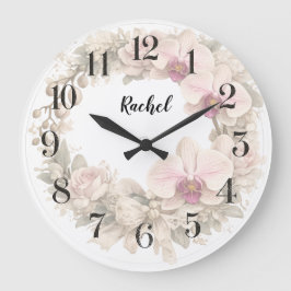 Grande relógio de coroa de orquídea personalizado