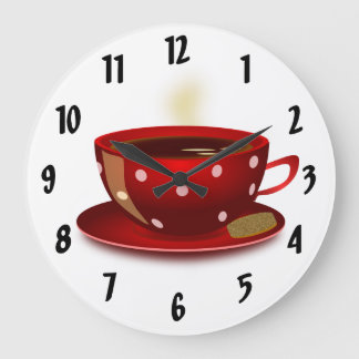 Grande Relógio de Cozinha de Café Vermelho
