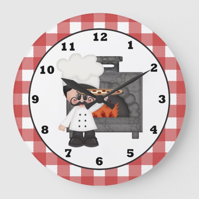 Grande Relógio de cozinha divertida do Chef Italiano (Frente)