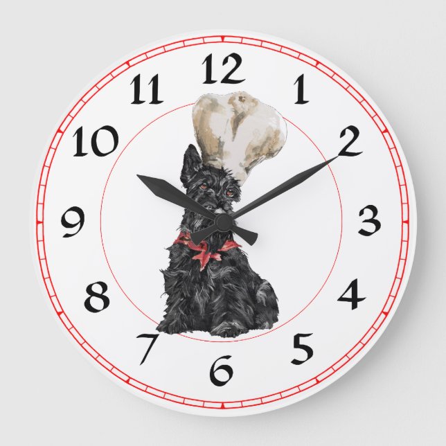 Grande Relógio de Cozinha Scottish Terrier (Frente)
