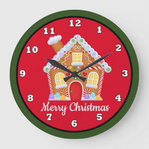 Grande Relógio de decoração da casa de pão de Natal