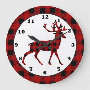 Grande Relógio de decoração de veados do Lumberjack Count