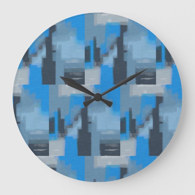 Grande Relógio de design abstrato em azul (Frente)
