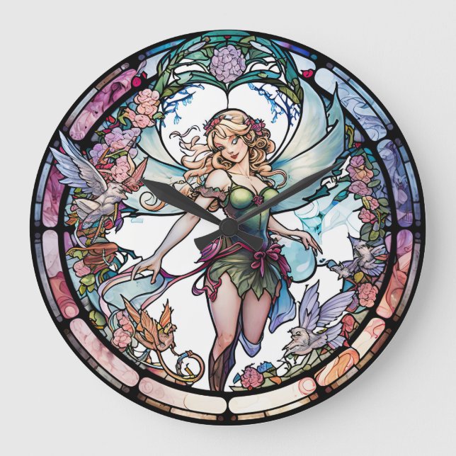 Grande Relógio de Design de Fada de Vidro Estreita (Frente)