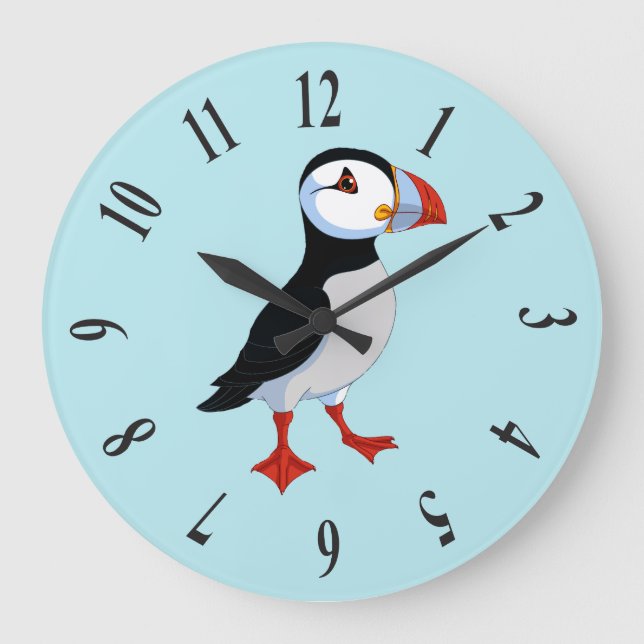 Grande Relógio de Design de Puffin Gelado (Frente)