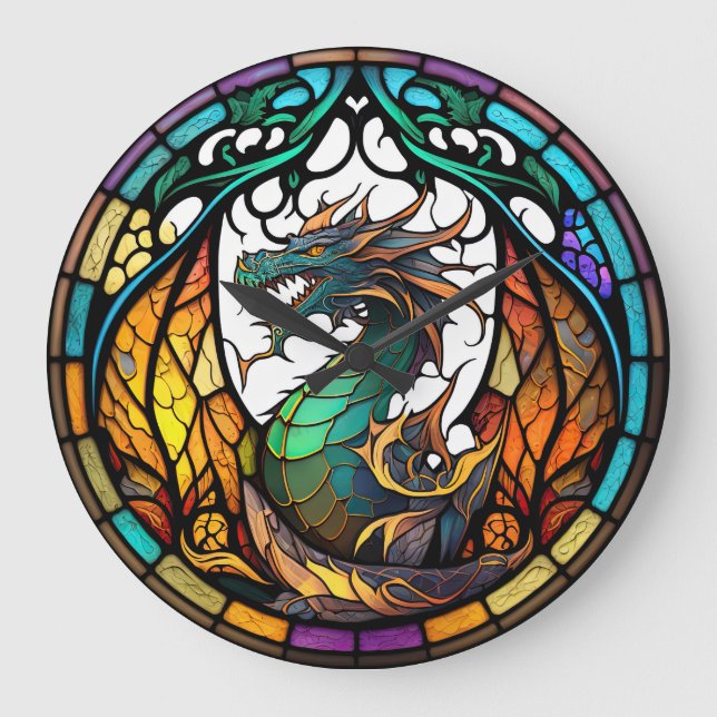 Grande Relógio de Design do Dragão de Vidro Obtido (Frente)