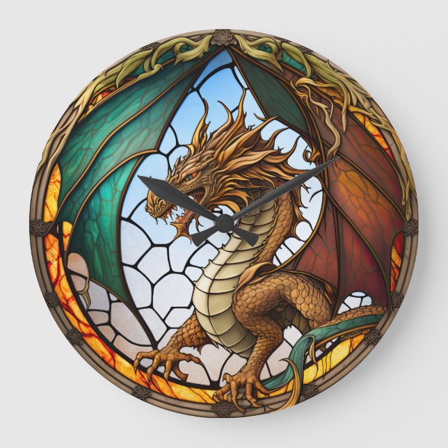 Grande Relógio de Design do Dragão de Vidro Obtido (Frente)