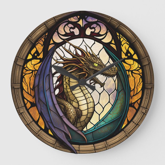Grande Relógio de Design do Dragão de Vidro Obtido (Frente)