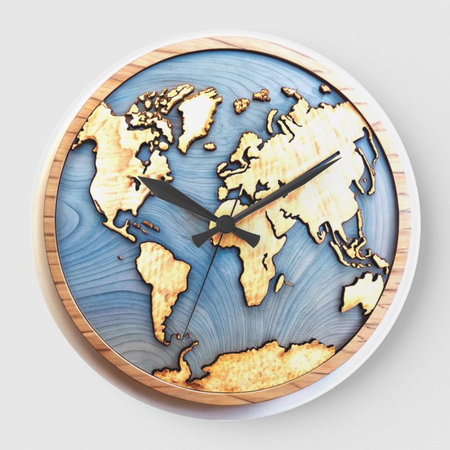 Grande Relógio de design do Mapa Mundial 3D (Frente)