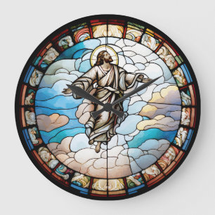 Grande Relógio de Design Jesus de Vidro Estreito