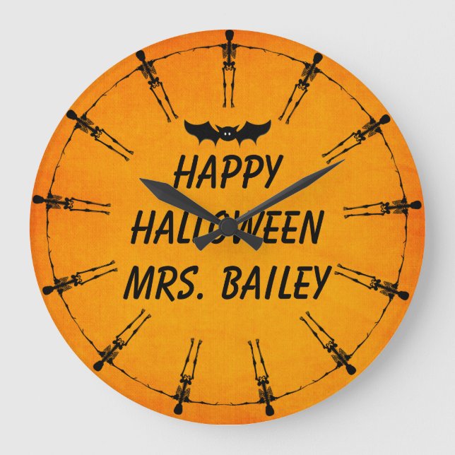 Grande Relógio de Esqueleto do Halloween Personalizado (Frente)