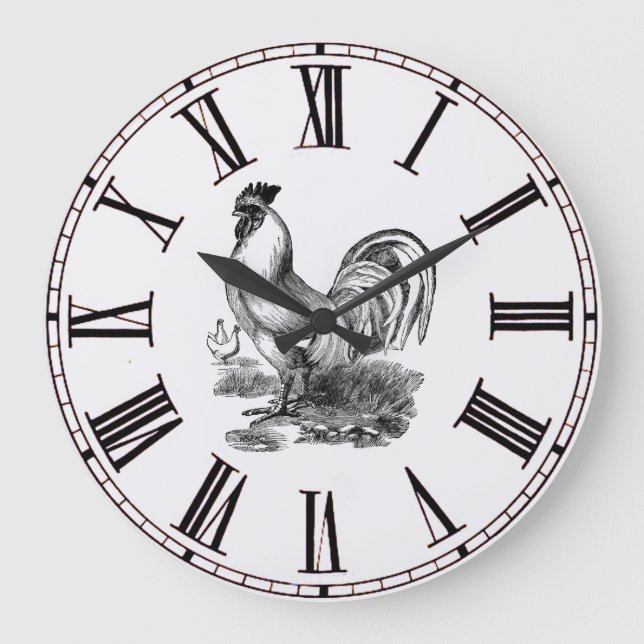 Grande Relógio de Estação de Rooster de Vintage Inscrito  (Frente)