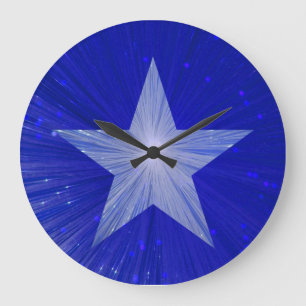 Grande Relógio de Estrela Azul Escura redondo