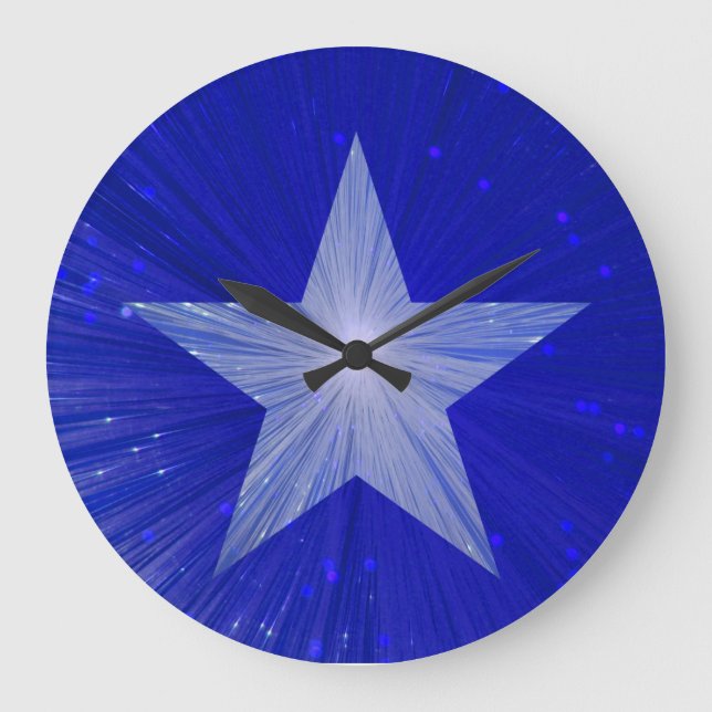 Grande Relógio de Estrela Azul Escura redondo (Frente)