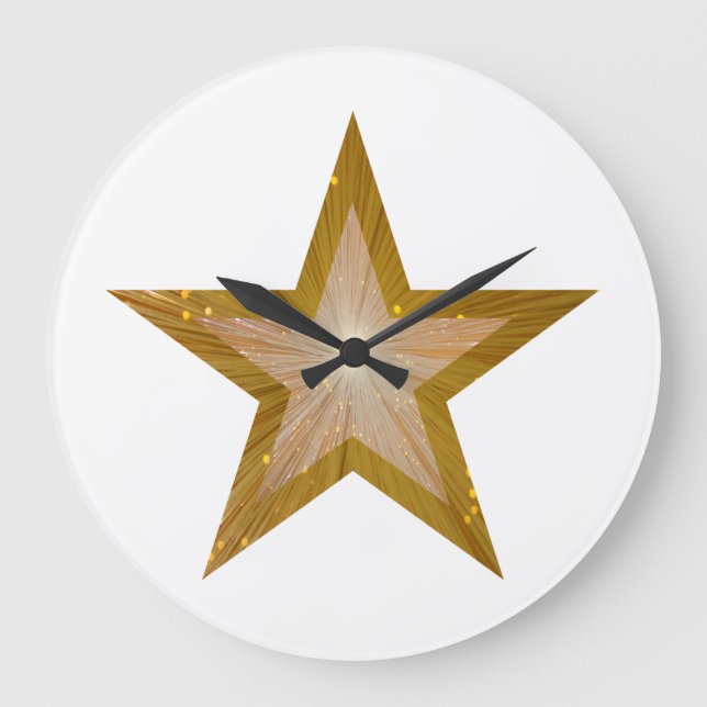 Grande Relógio de estrelas "Dourado", branco (Frente)