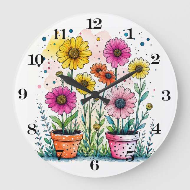 Grande Relógio de flores em vaso (Frente)