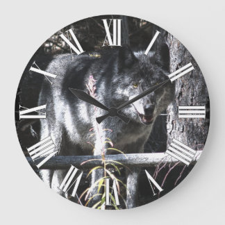 Grande Relógio de Fotografias da cinza Wolf & Forest