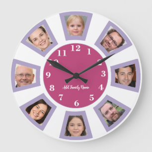 Grande Relógio de Fotografias Personalizadas da Família