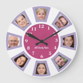 Grande Relógio de Fotografias Personalizadas da Família