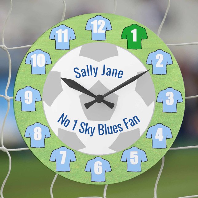 Grande Relógio de Futebol - Camisas Azul Céu Claro (Sky blue soccer shirts)