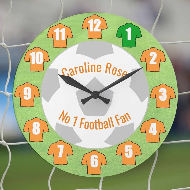 Grande Relógio de Futebol - Camisas Laranja Douradas (Criador carregado)