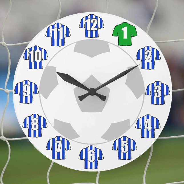 Grande Relógio de Futebol - com Camisas Azul e Branca (Criador carregado)