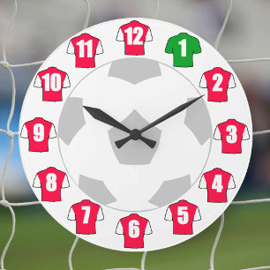 Grande Relógio de futebol - com camisas vermelhas e bran