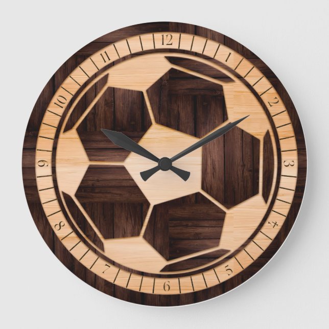 Grande Relógio de futebol, Relógio de futebol, madeira 3D (Frente)